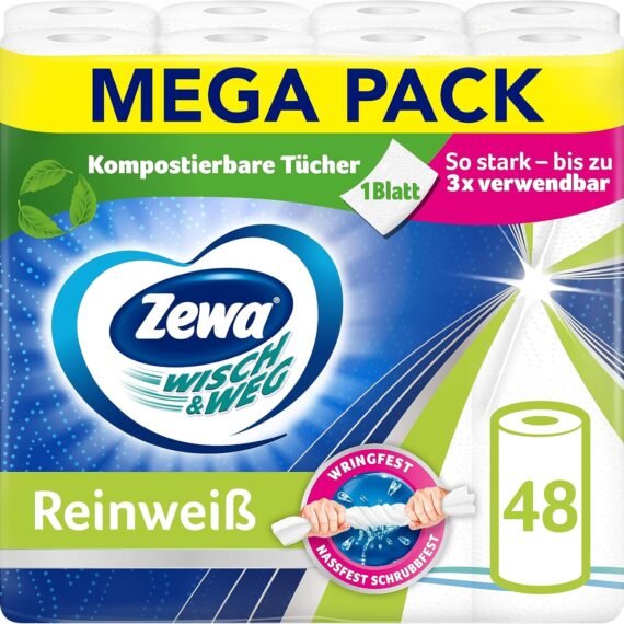 (Kostenloser Versand)Zewa Wisch&Weg Fun Küchenrolle mit Power-X Struktur-48rollen